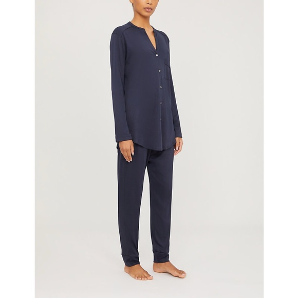 HANRO navy Pure Essence Cotton-jersey Pyjama Set